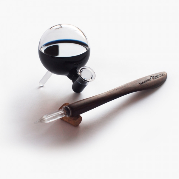 GeckoDesign 羽翼蘸水筆 x 默契墨水瓶(圓) 手工製文具組
